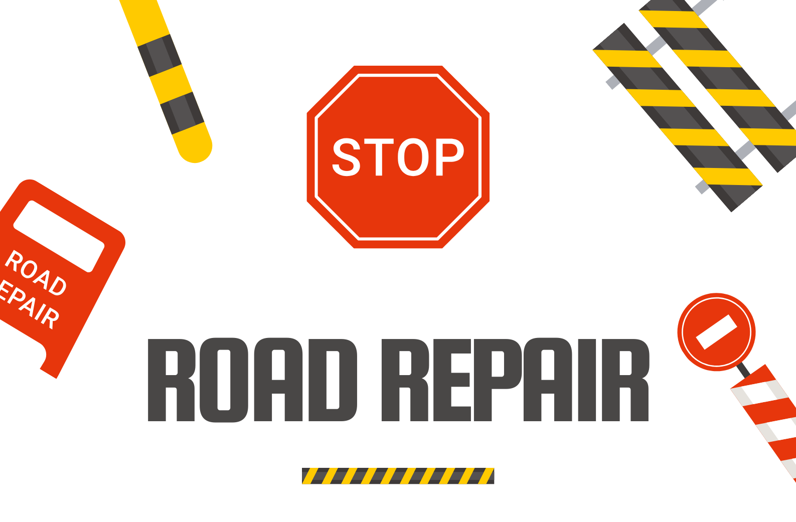 image with roads signs and road repair