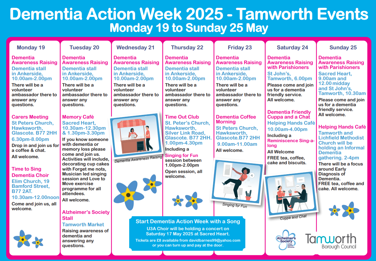 Calendar of events for Dementia Action Week 2025