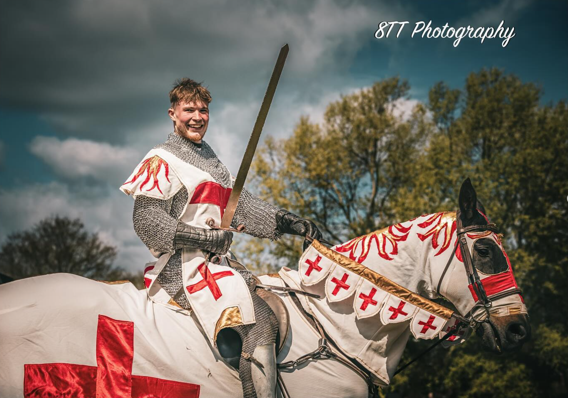 St George knight on a horse with a jousting pole