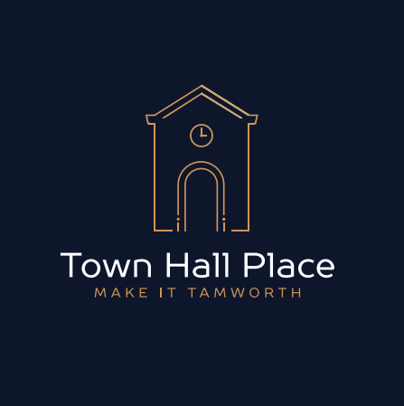 Town Hall Place logo on a black background
