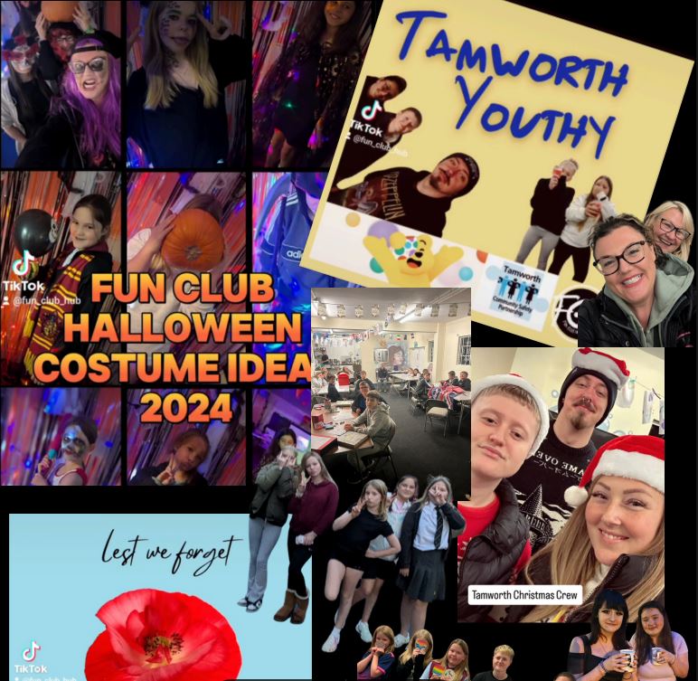 photo images of people at parties, doing youth club activties