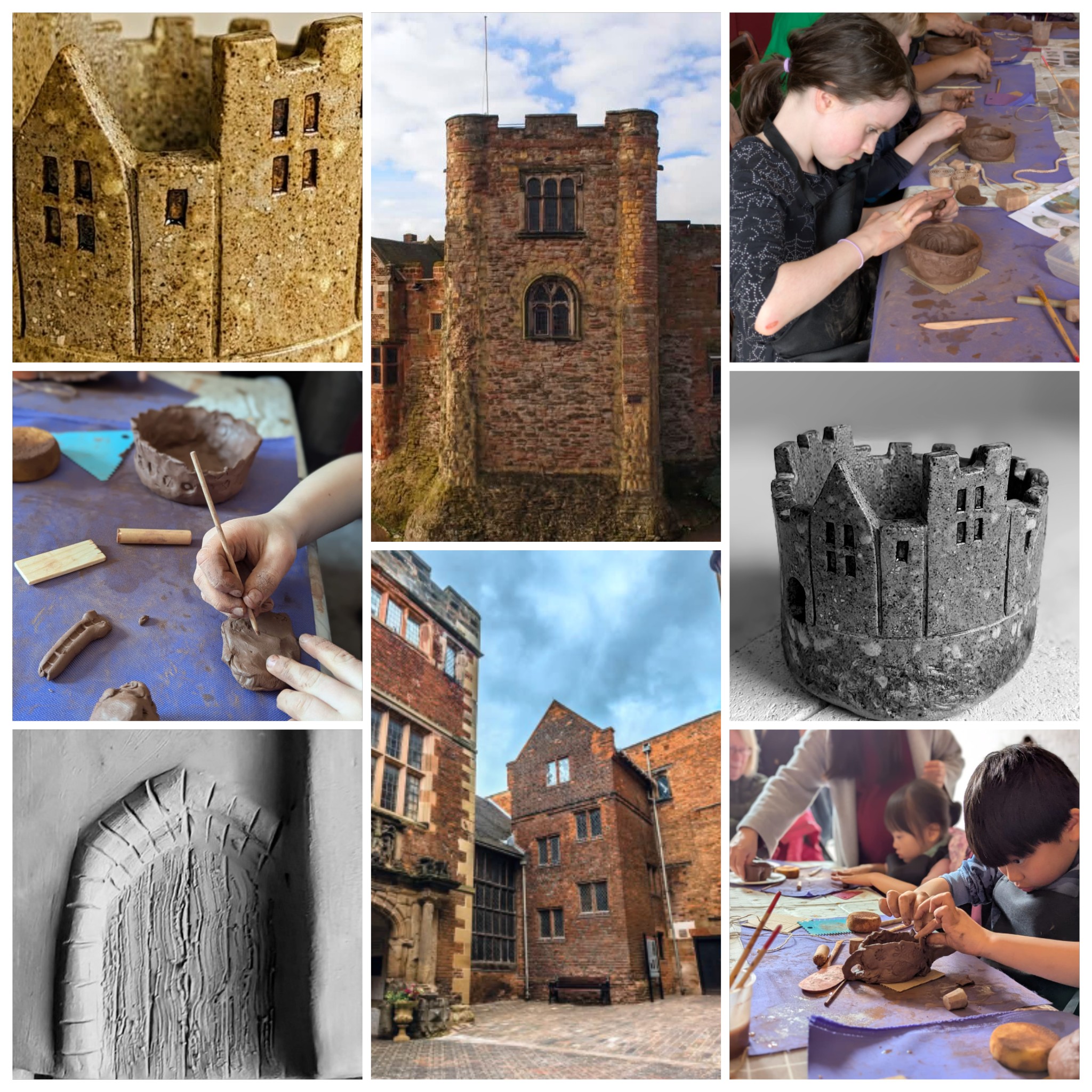 A collage of Tamworth Castle and clay