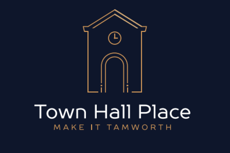 Town Hall Place logo on a black background