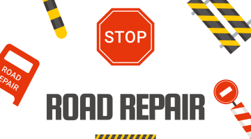 image with roads signs and road repair